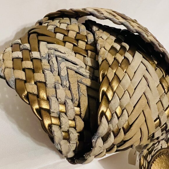 Braided Belt-Women's Size Small-2 1/2" wide-Bronze/Tan mix-Casual-Lightweight - Picture 12 of 13